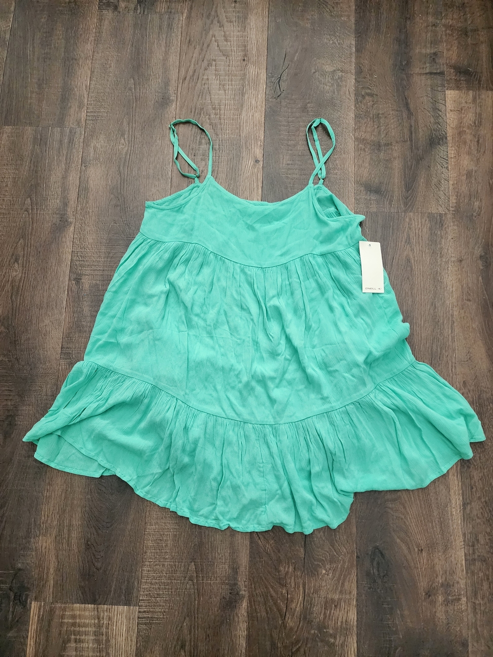 O'Neill Turquoise Tiered Spaghetti-Strap Mini Dress